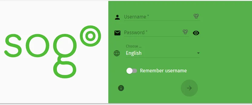 The SOGo login page