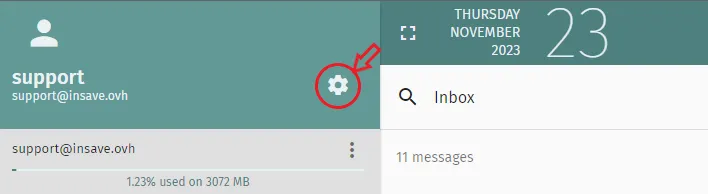 The settings icon in SOGo