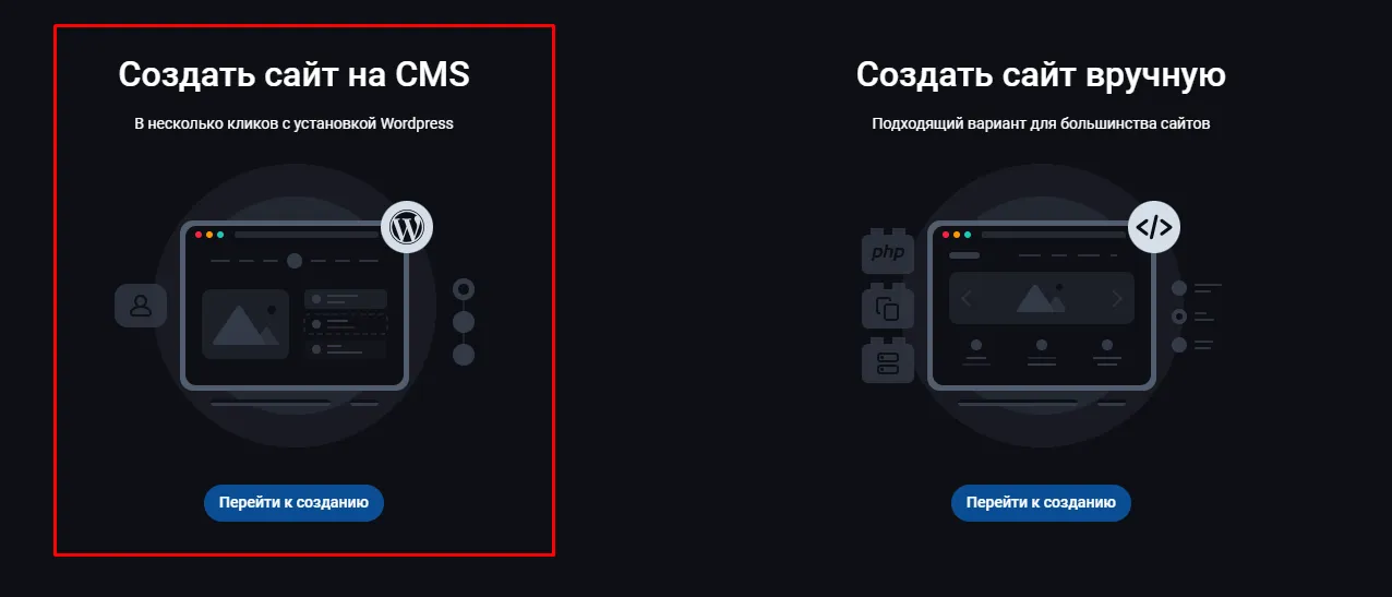 Два вида сайтов, которые создаёт FastPanel
